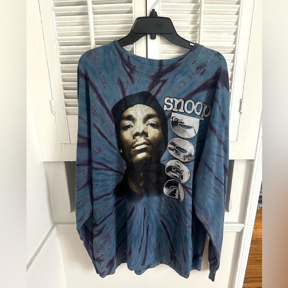 Blue Tie-Dye Snoop Dogg Graphic Long Sleeve Shirt
